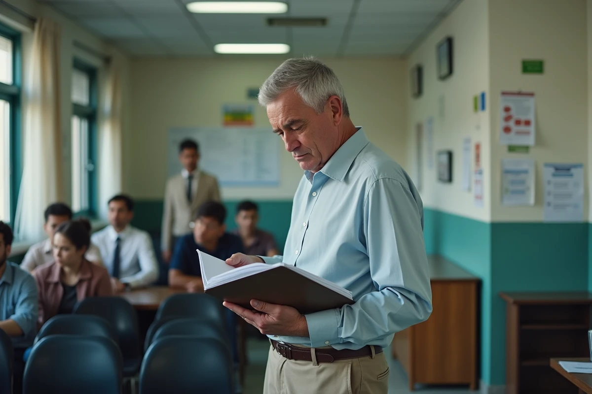 Homme fatigué attendant au bureau social